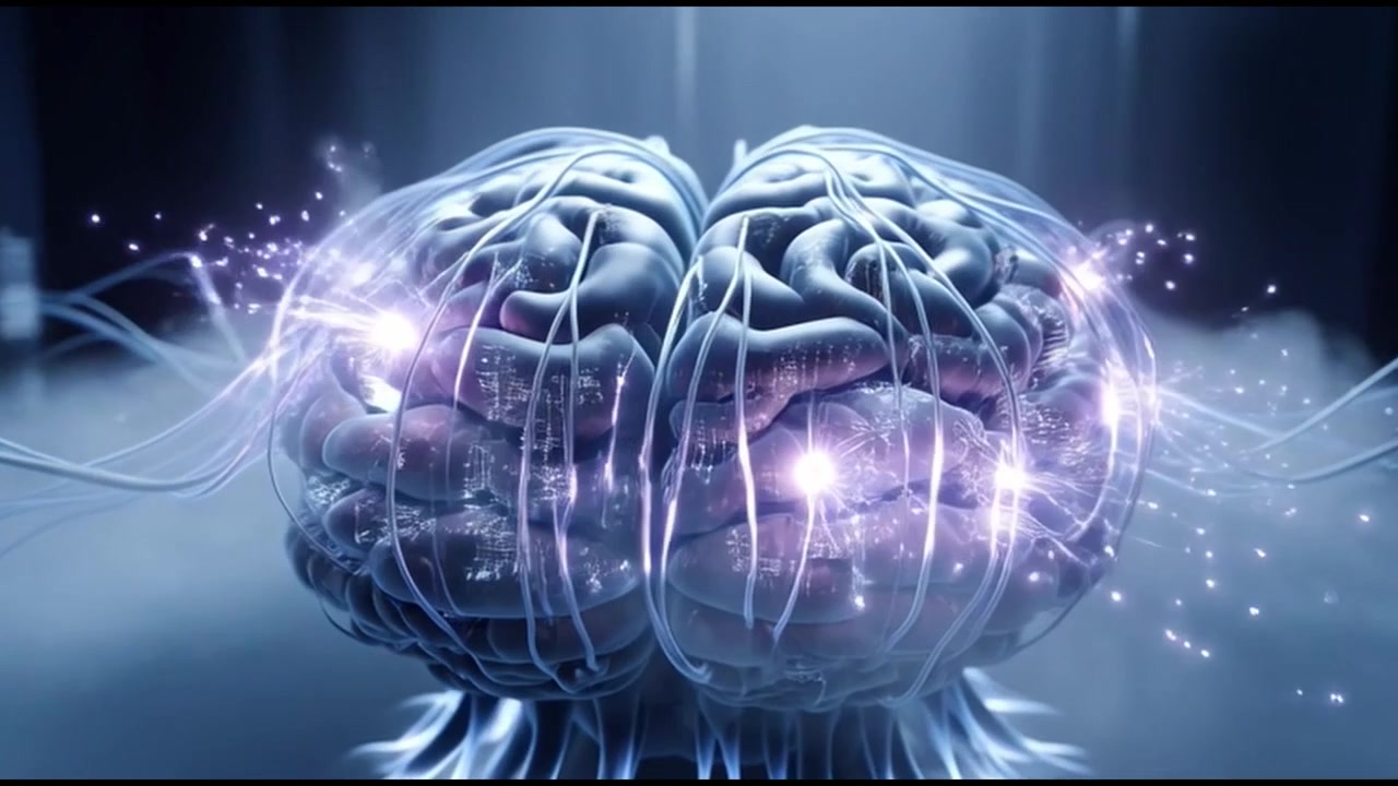 Digital Human Brain Model with Glowing Neural Connections
