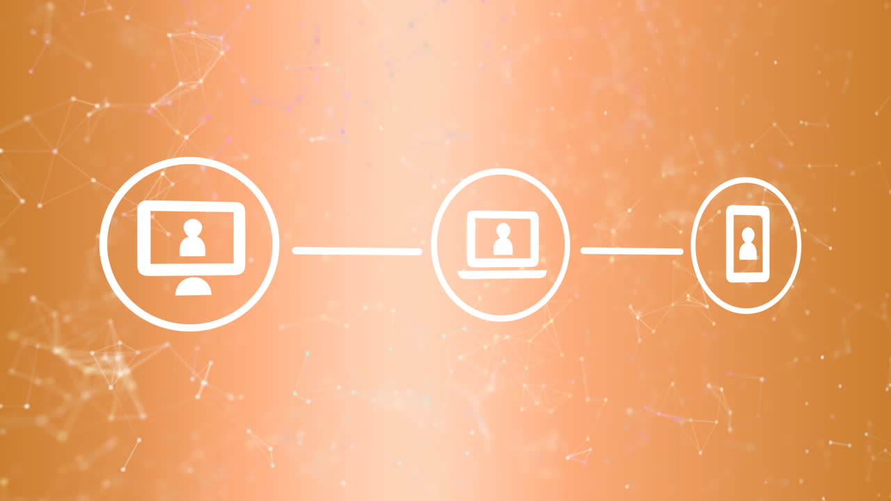 디지털 아이콘으로 연결 네트워크의 애니메이션