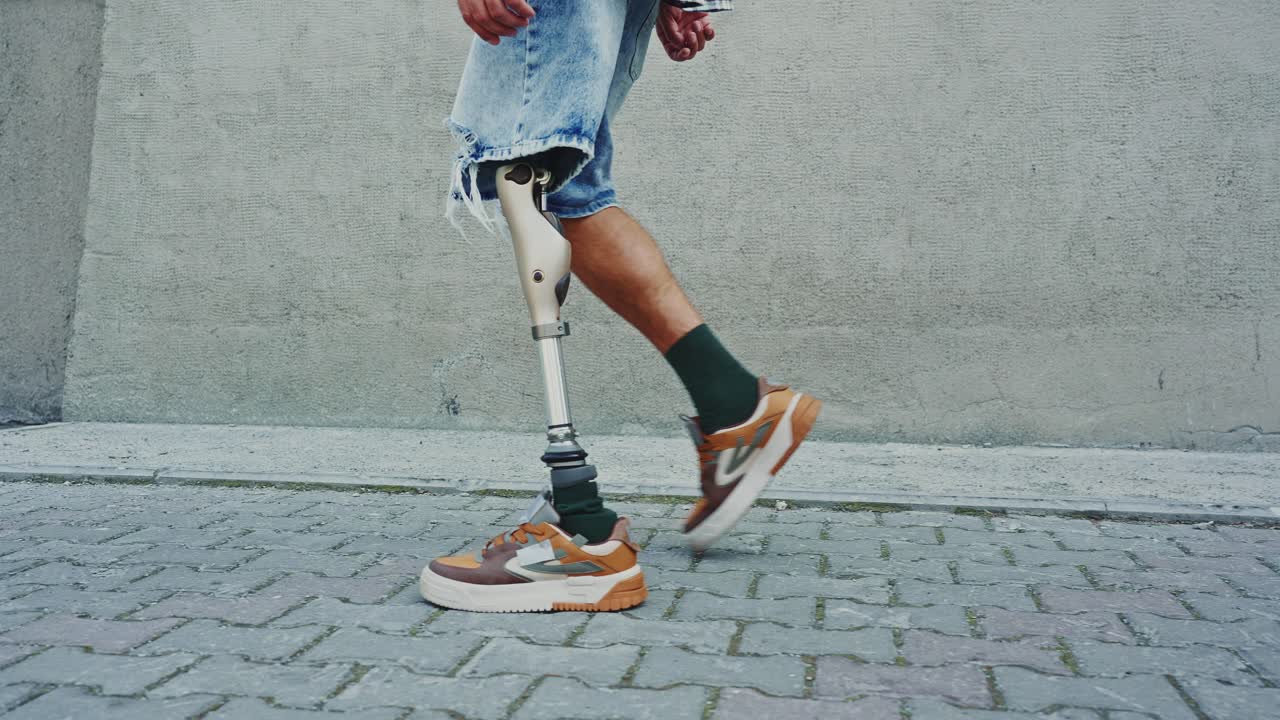 Person with a Prosthetic Leg Walking