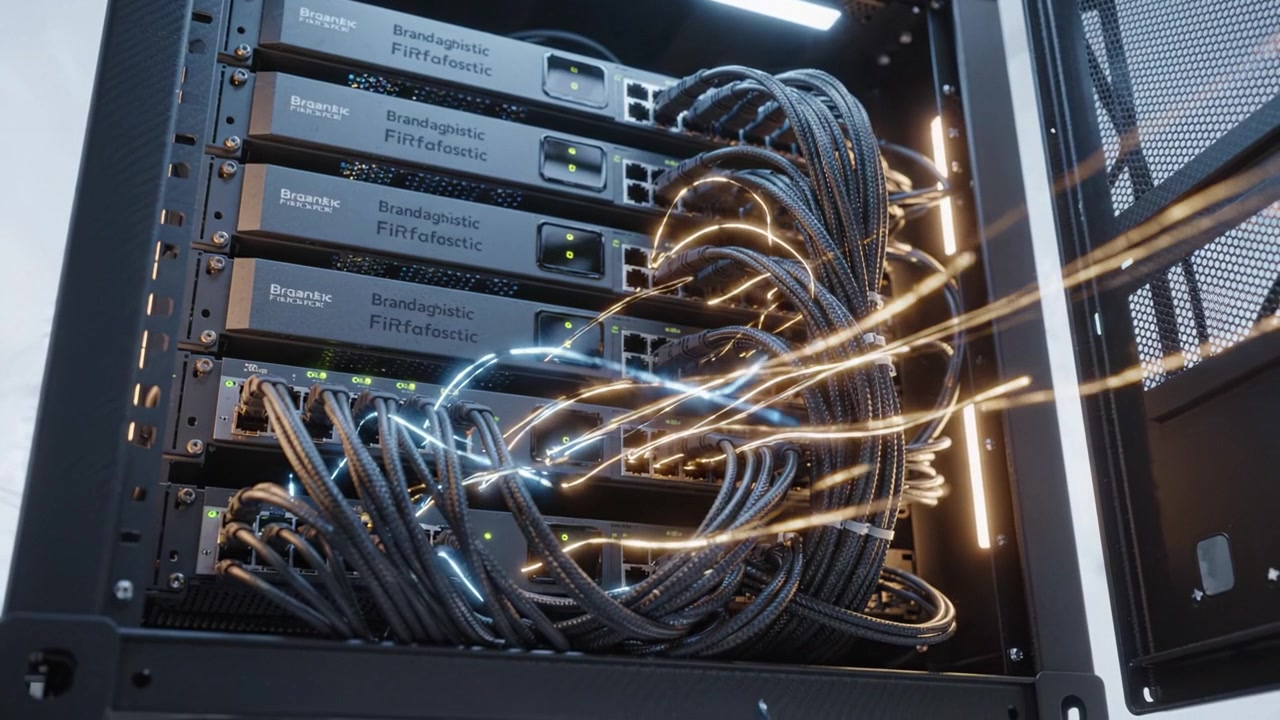 Advanced Data Center Technology with High-Performance Servers and Dynamic Cabling Showcasing the Future of Network Connectivity and Data Processing Capabilities