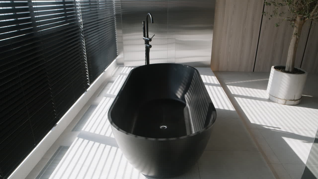 Modern Black Bathtub in a Stylish Bathroom