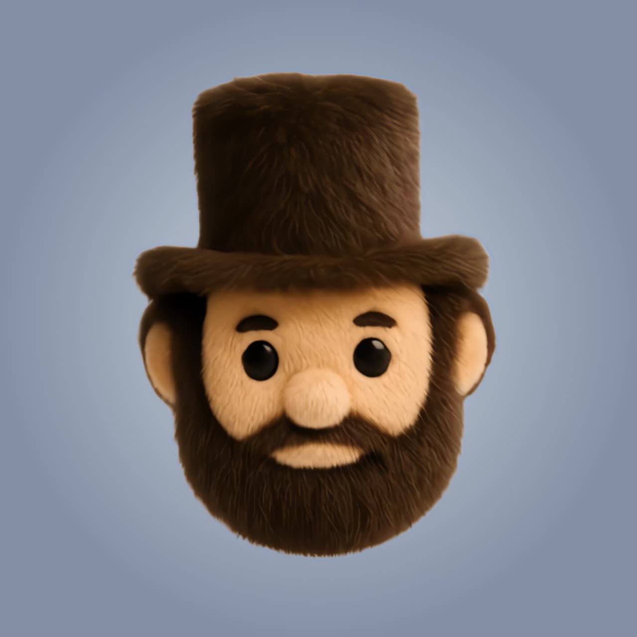 Fuzzy bearded character portrait animation isolated asset, transparent 4K video, alpha channel