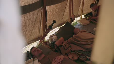 medieval campers resting