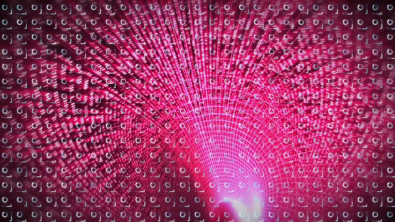 animación digital del diseño de patrones abstractos contra el túnel digital rosa en el fondo