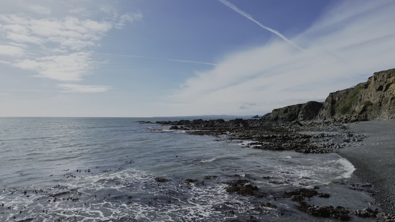 Ireland beaches drone view flying over rocky headland Copper Coast Waterford Ireland epic locations