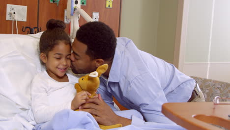 Father-And-Child-Play-With-Soft-Toy-In-Hospital-Shot-On-R3D