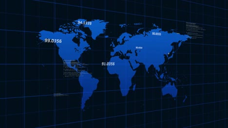 números que se elevan contra el mapa del mundo en el fondo