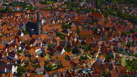 aerial view of old town of the city nördlingen in germany