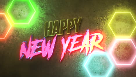 Happy-New-Year-with-neon-light-on-wall-of-urban-street