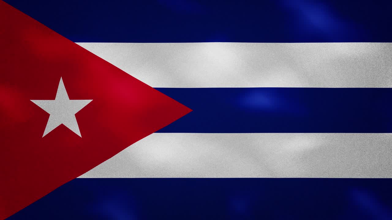Tessuto denso della bandiera cubana che sventola, sfondo in loop.