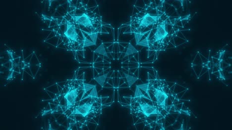 el caleidoscopio de neón de bucle azul de vj. animación sin costuras.