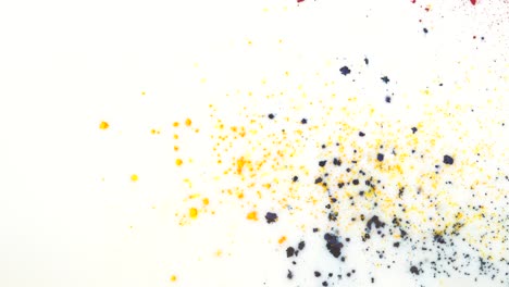 colorful paint splatters on white background