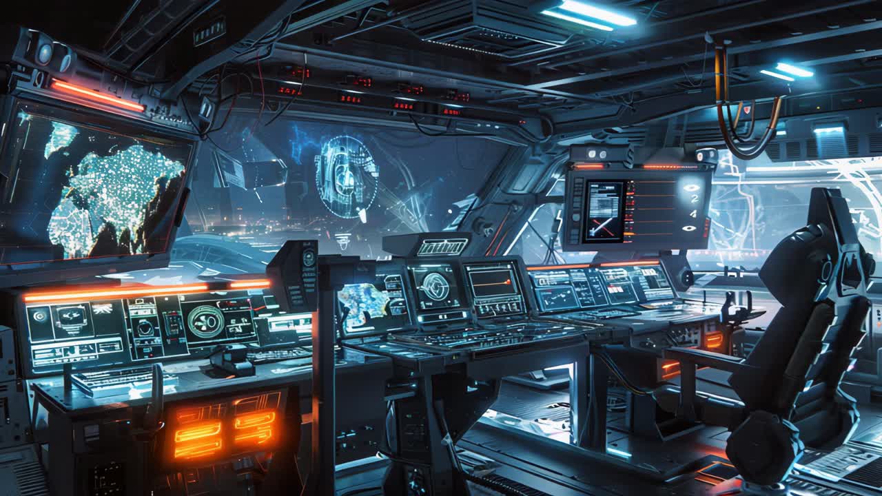 Sala di controllo della nave spaziale futuristica