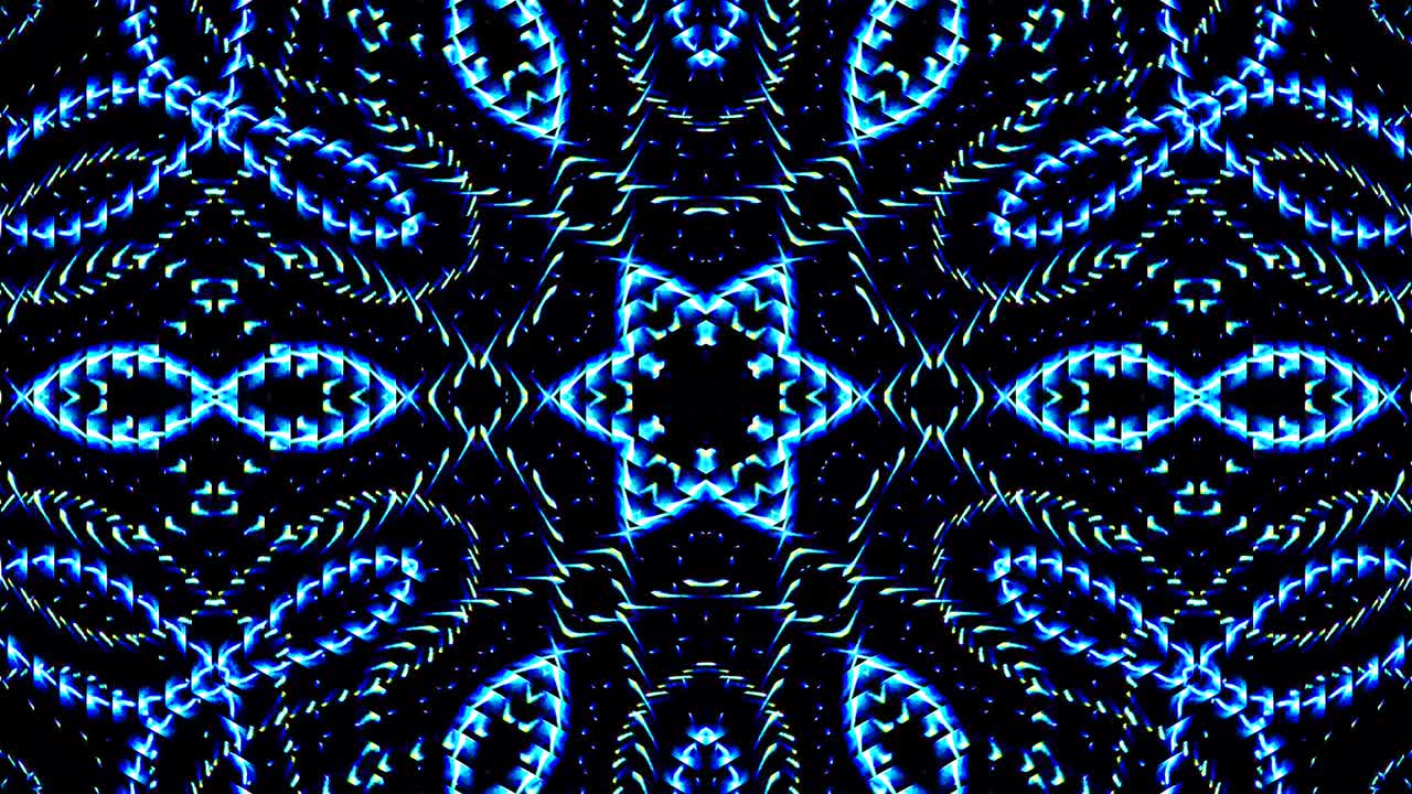 las líneas brillantes brillantes establecen un movimiento de onda azul, colorido, sobre un fondo negro