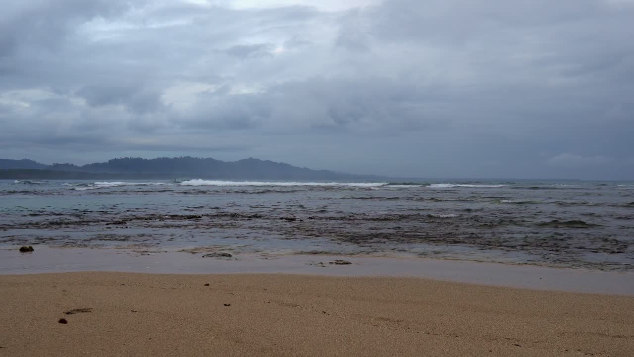 Serene Beach Landscape Under a Cloudy Sky