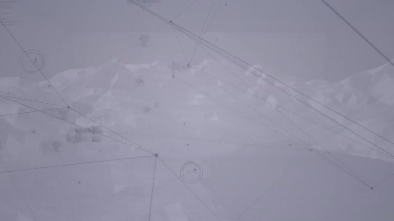 animación de redes de conexiones sobre montañas giratorias