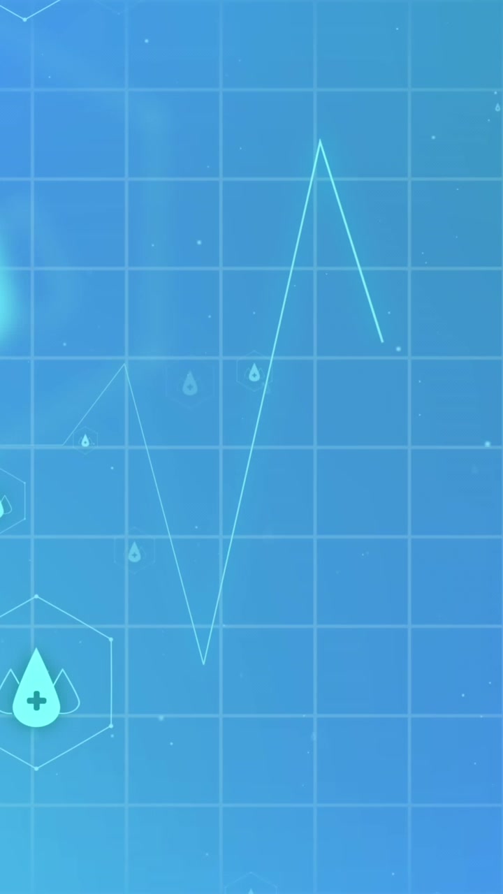 Animation of medical icons and nurse with doctor on blue background