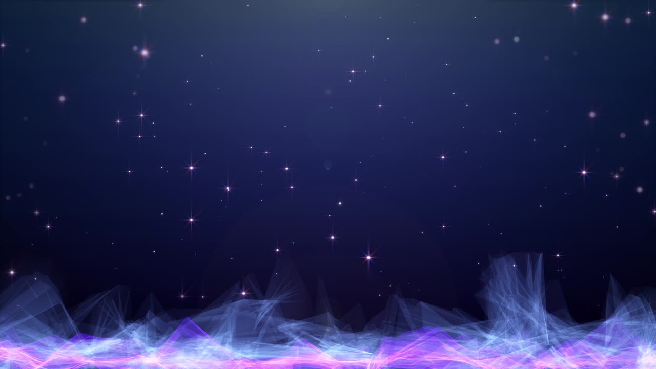 futurista y hermoso metraje en 4k de partículas de lluvia estelar cayendo al suelo.