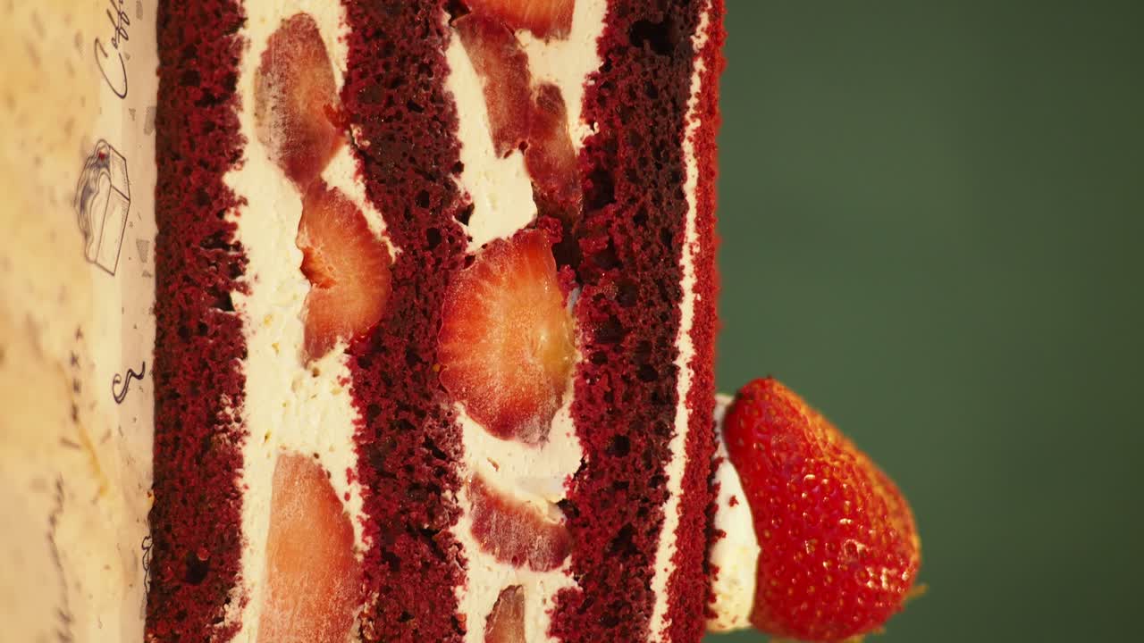 딸기 와 함께 은 벨 케이크 조각