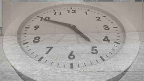 animation of clock with fast moving hands over fast speed feet of pedestrians in busy street