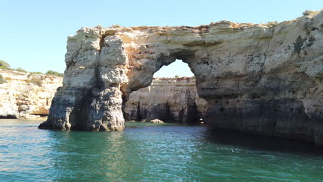 view from rock arches at the shoreline of the atlantic ocean