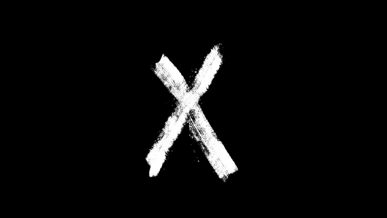 Animated White Hand-Drawn X Mark on Black Background