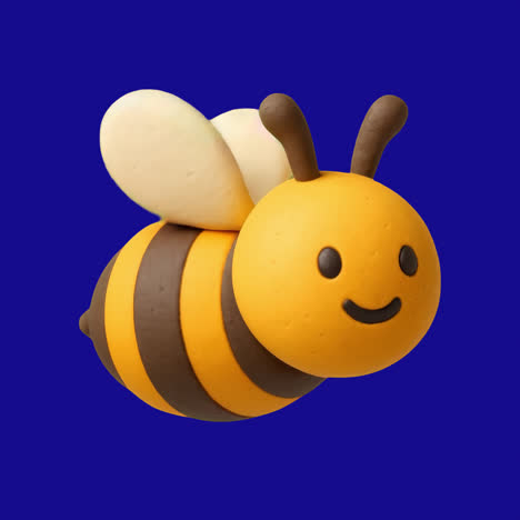 Cute clay bee figurine animation isolated asset, transparent 4K video, alpha channel, ProRes 4444