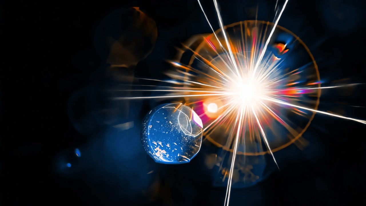 Abstract Bright Light with Lens Flare and Blue Sphere