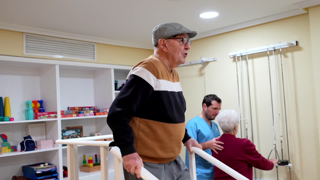Elderly patient receiving physical therapy