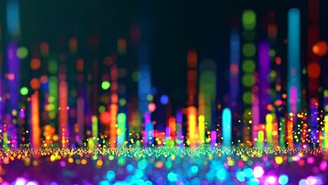 a colorful image of a rainbow with many different colored lines and dots. the image has a vibrant and lively mood, with the colors and shapes creating a sense of movement and energy