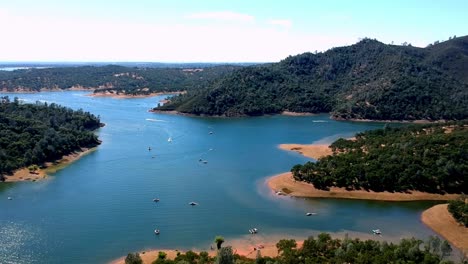 aerial view landscape folsom lake recreational area, california landscape