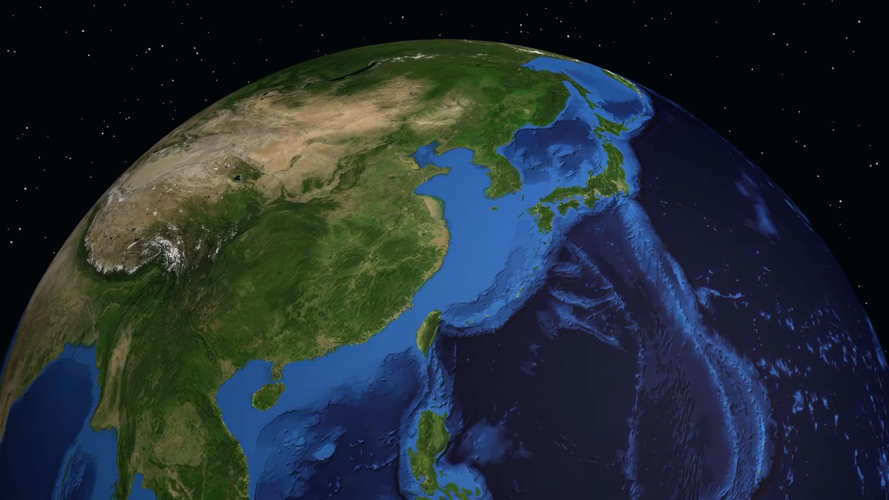 Globo digitale ruota e ingrandisce dallo spazio su Ningbo, Cina, con testo di dati sulla popolazione.