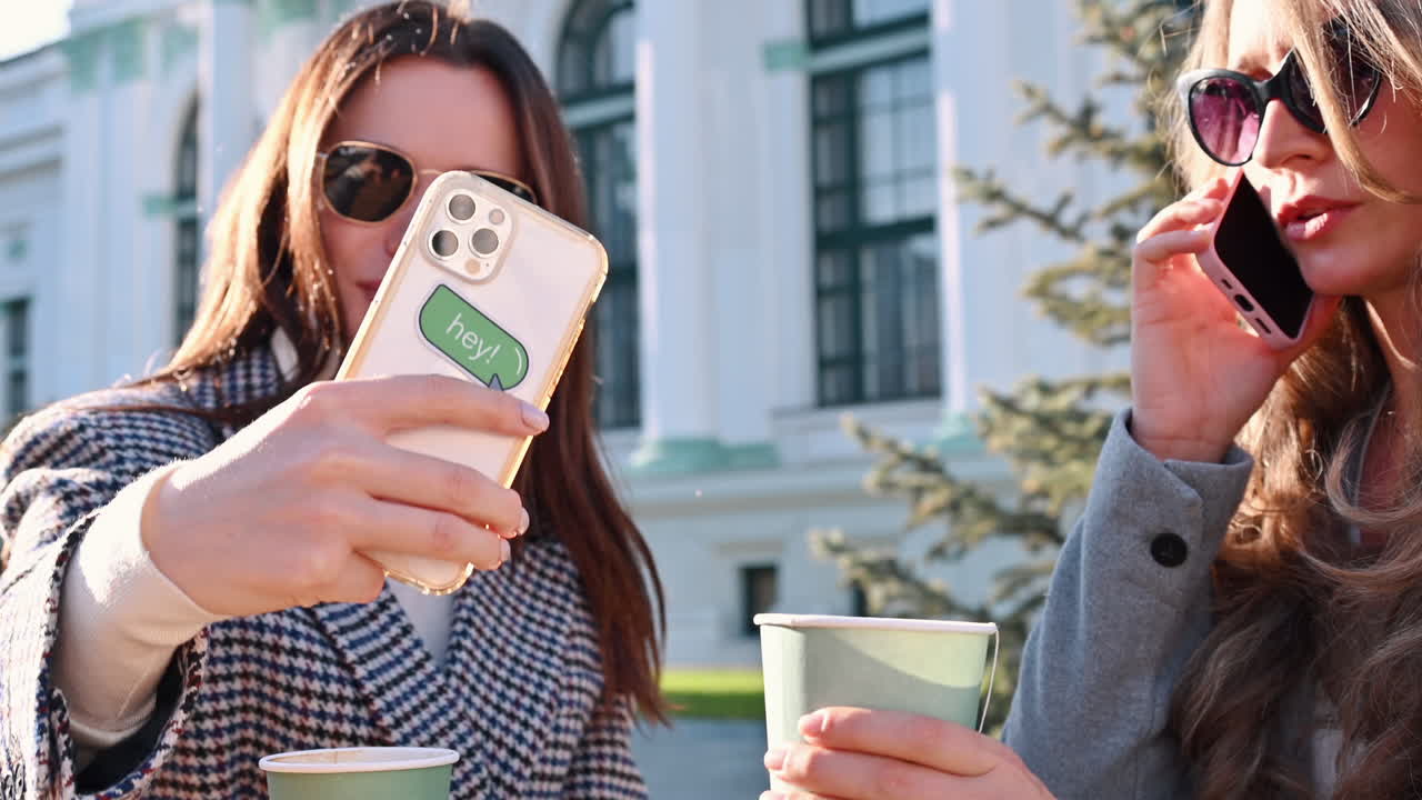 Brunette woman talking pictures at a terrace