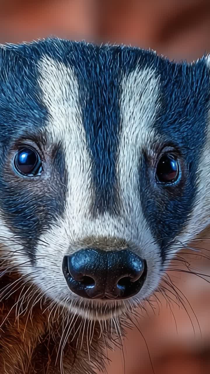 Primo piano di un sorprendente ritratto di tasso che cattura caratteristiche intricate e occhi espressivi con dettagli vividi, mettendo in mostra la splendida fauna selvatica della natura.