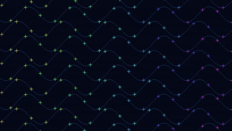 Waves-pattern-with-neon-crosses-on-black-gradient-1