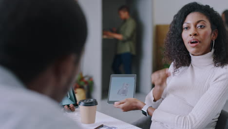 pregnant, tablet or business people in a meeting