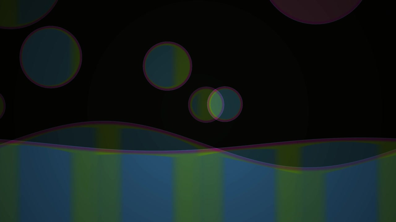 Colorful Abstract Animation with Bubbles and Wavy Liquid Surface