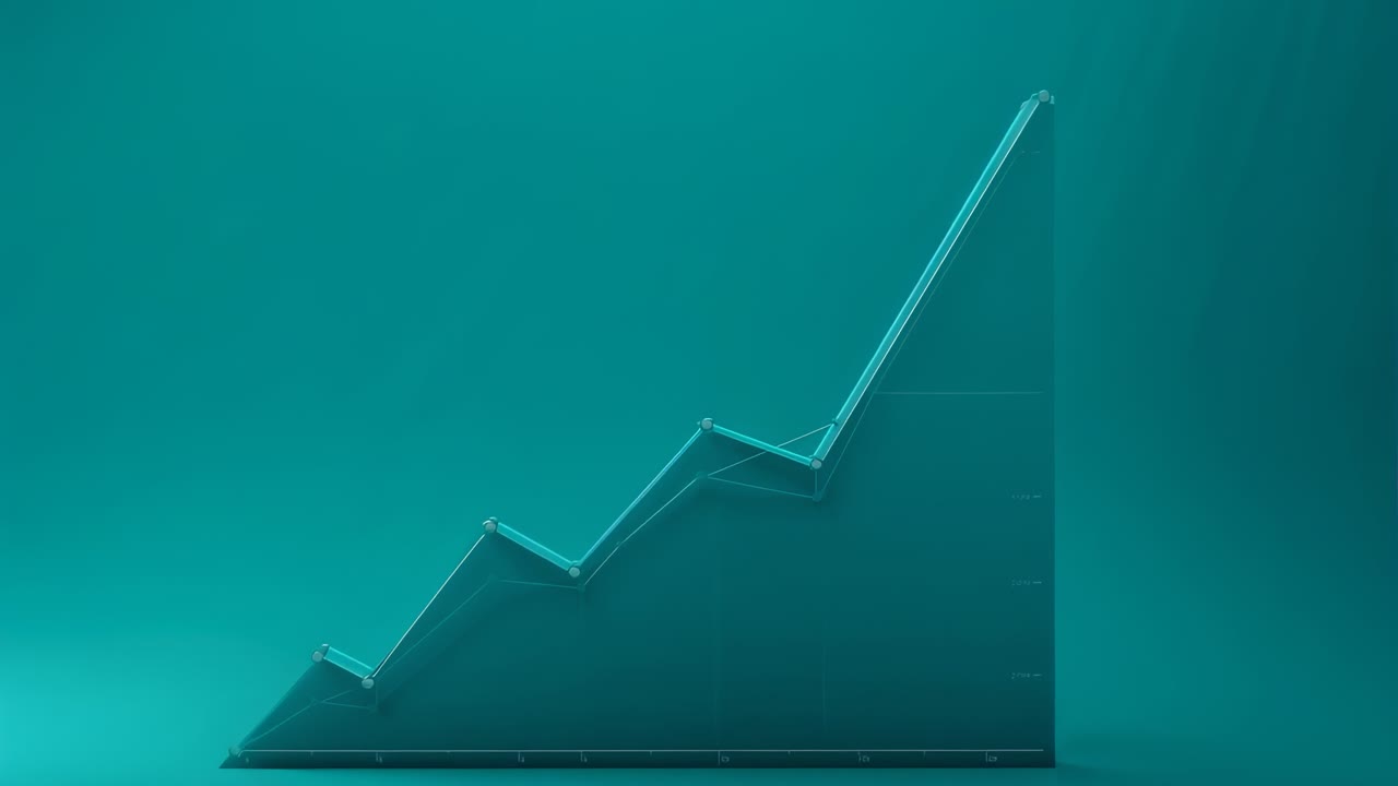 Playback starting animating 3D teal area and line chart moving left to right, visualizing growth