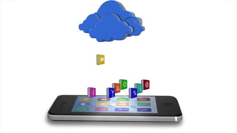 teléfono inteligente que se comunica con la nube