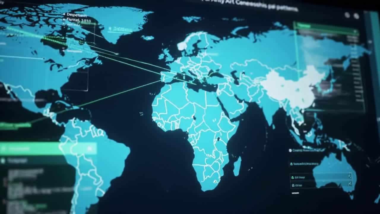 Detailed Interactive World Map Displaying Geographic Data and Visualizations Related to Connections and Patterns in Various Regions Globally