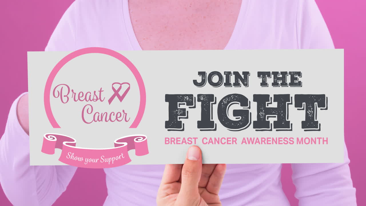 animación de concienciación sobre el cáncer de mama texto sobre mujer caucásica