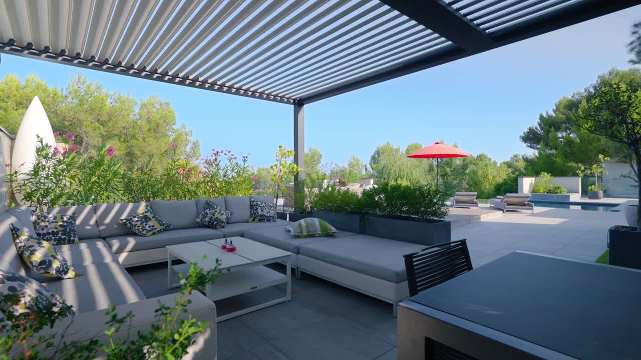 Luxurious St G&eacute;ly Outdoor Lounge Area. Contemporary villa