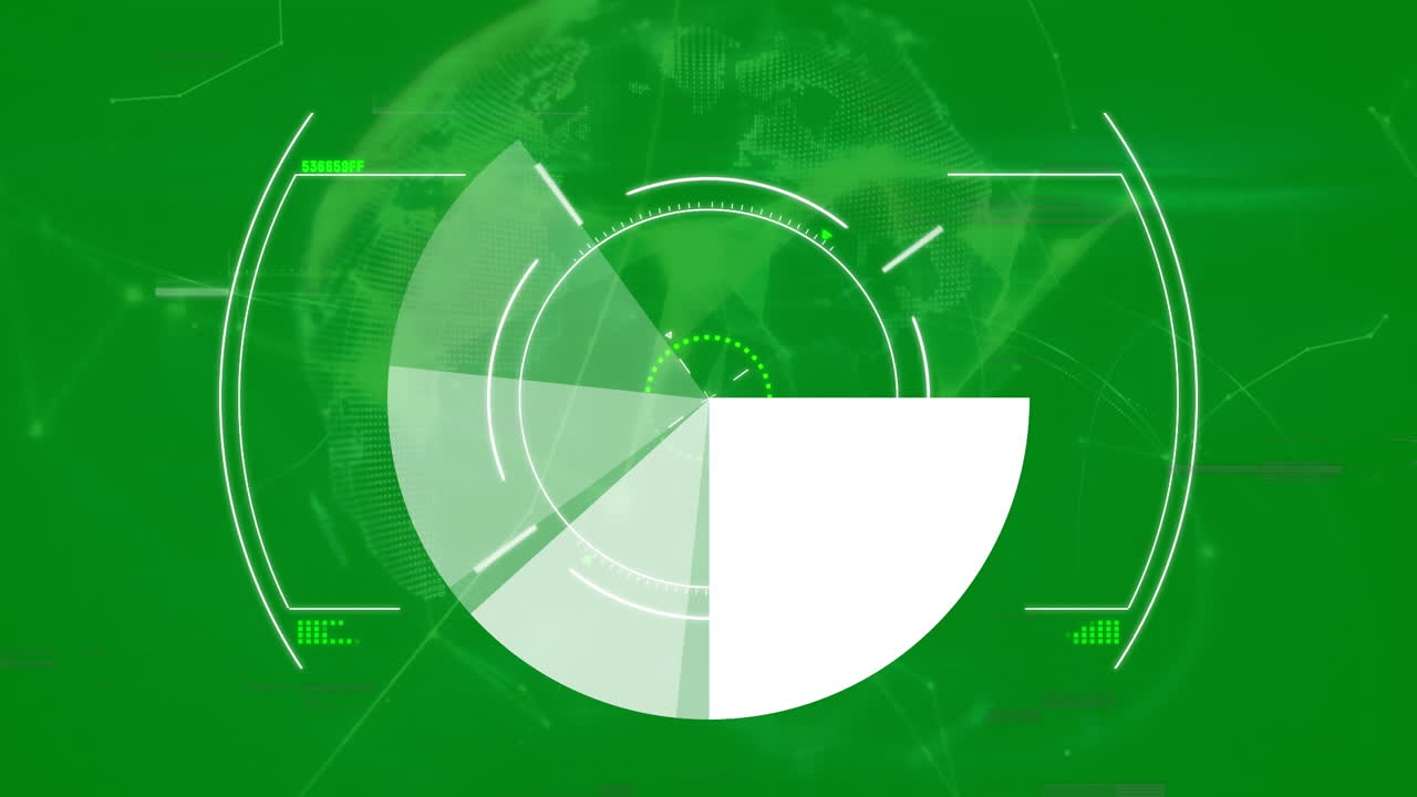 Animation of scope scanning and globe on green background