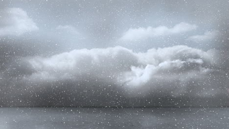 animación de nieve cayendo sobre el cielo con nubes en navidad