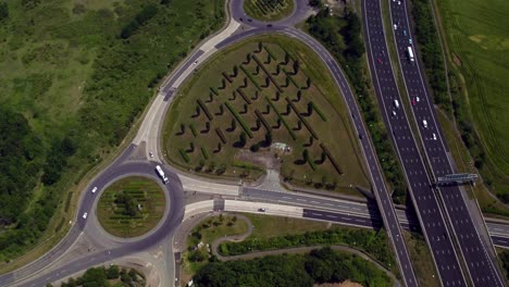 Aerial-view-of-the-A2---M2-Ebbsfleet-junction-located-in-Kent,-UK