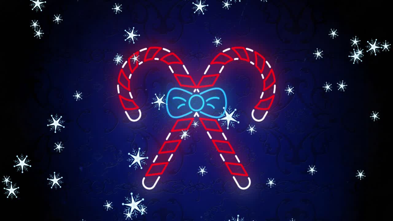 크리스마스 에 사탕 막대기 위 에 내리는 눈 의 애니메이션