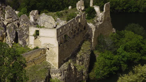 paredes rocosas de pie en la cima del acantilado de altas gargantas en el parque nacional hoces del río duratón en españa