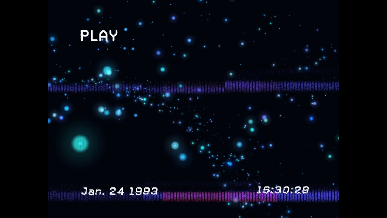 검은 바탕에 빛나는 반점 위의 간섭의 애니메이션