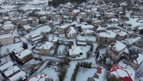 Winter-vacation-on-touristic-village-of-Voskopoja-in-Albania,-beautiful-guesthouses-for-accommodation