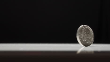 australian 10-cent coin spinning on tabletop